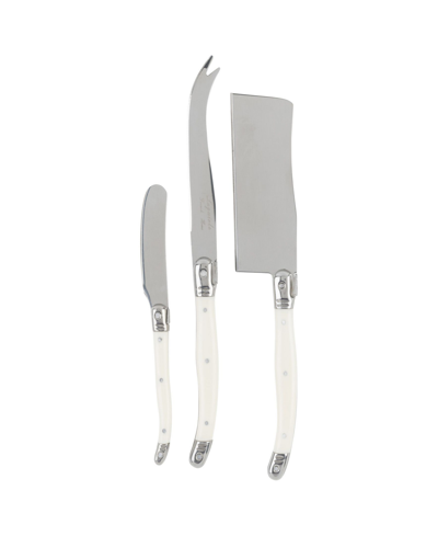French Home Laguiole Set Of 3 Cheese Knives In Open White