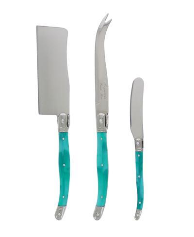 Shop French Home Laguiole Cheese Knives, Set Of 3 In Open Blue