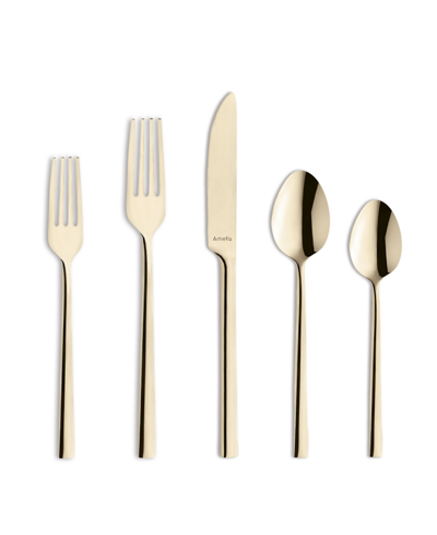 Shop Amefa Dallas Flatware Set, 20 Piece In Champagne Colored Stainless Steel
