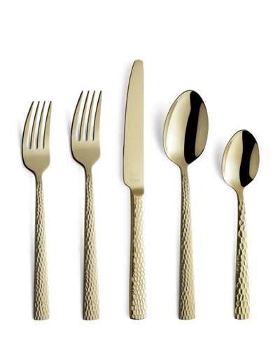 Shop Amefa Felicity Flatware Set, 20 Piece In Champagne Colored Stainless Steel