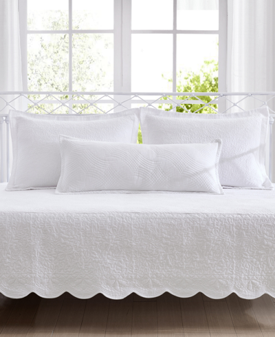 Laura Ashley Solid Trellis Cotton 4 Piece Daybed Set Bedding In White