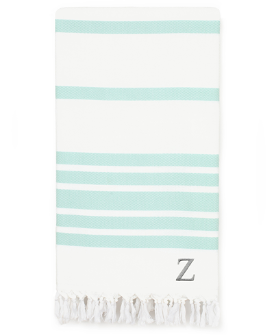 Shop Linum Home Personalized Herringbone Pestemal Beach Towel In Blue