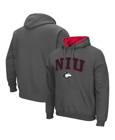 Colosseum Men's Northern Illinois Huskies Arch And Logo Pullover Hoodie In Charcoal