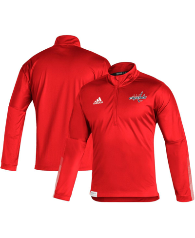 Shop Adidas Originals Men's Adidas Red Washington Capitals Quarter-zip Jacket