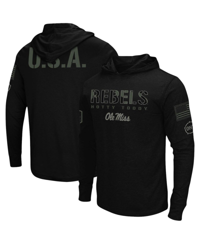 Colosseum Men's Black Ole Miss Rebels Oht Military-inspired Appreciation Hoodie Long Sleeve T-shirt In Black