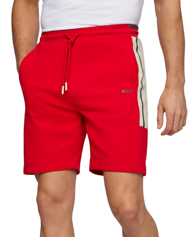 Shop Hugo Boss Boss Men's Cotton-blend Shorts In Medium Red