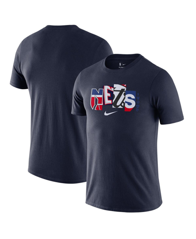 Shop Nike Men's  Navy Brooklyn Nets 2021/22 City Edition Essential Wordmark Collage T-shirt