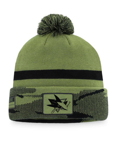 Shop Fanatics Men's  Camo San Jose Sharks Military-inspired Appreciation Cuffed Knit Hat With Pom