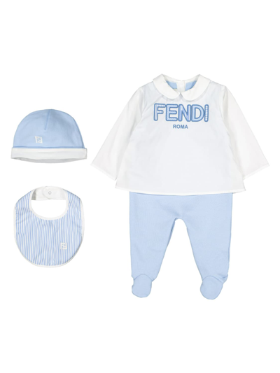 Shop Fendi Kids Clothing Set For Boys In Blue