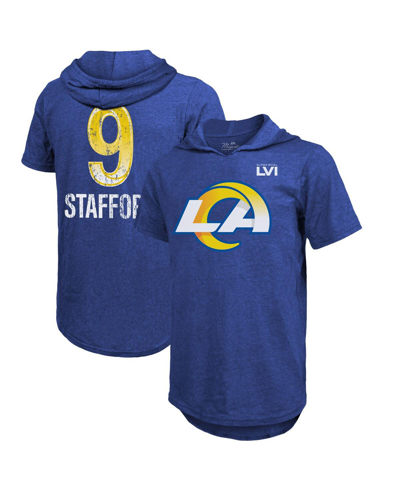 Shop Majestic Men's  Threads Matthew Stafford Royal Los Angeles Rams Super Bowl Lvi Name Number Short Slee