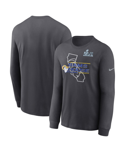 Shop Nike Men's  Anthracite Los Angeles Rams Super Bowl Lvi Champions Hometown Long Sleeve T-shirt