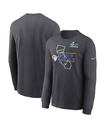 Nike Men's Super Bowl Lvi Champions Hometown (nfl Los Angeles Rams) Long-sleeve T-shirt In Anthracite