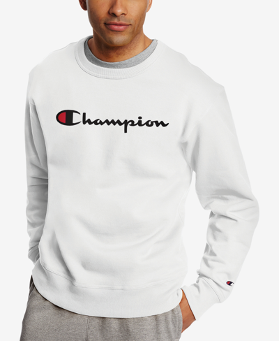 Shop Champion Men's Powerblend Fleece Logo Sweatshirt In Balboa Blue