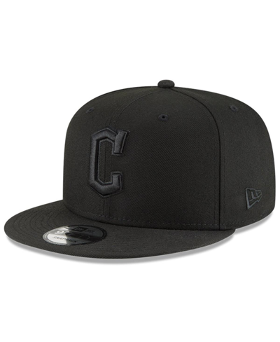 Shop New Era Men's  Black, Black Cleveland Guardians 9fifty Snapback Adjustable Hat In Black/black