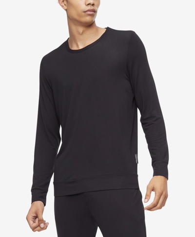Shop Calvin Klein Men's Ultra Soft Modern Modal Crewneck Lounge Sweatshirt In Black