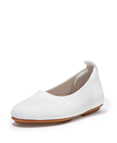 Shop Fitflop Women's Allegro Tonal Knit Ballerinas Women's Shoes In Urban White