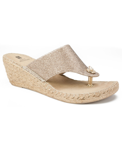 Shop White Mountain Beachball Women's Wedge Sandals Women's Shoes In Light Gold Glitter