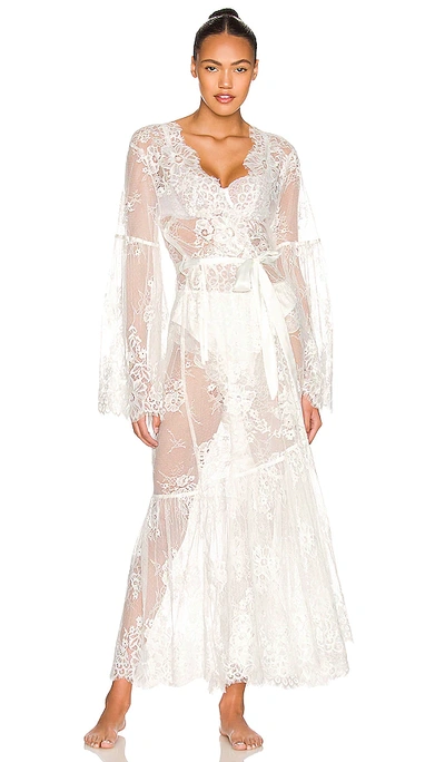 Homebodii Georgina Long Lace Robe In White