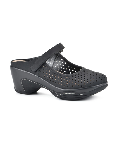 Shop White Mountain Women's Vinto Mary Jane Clogs In Black Smooth