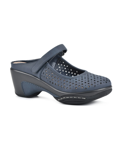 Shop White Mountain Women's Vinto Mary Jane Clogs In Navy Smooth