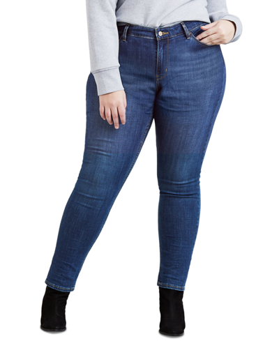 Levi's Trendy Plus Size 711 Skinny Jeans In Cobalt Overboard