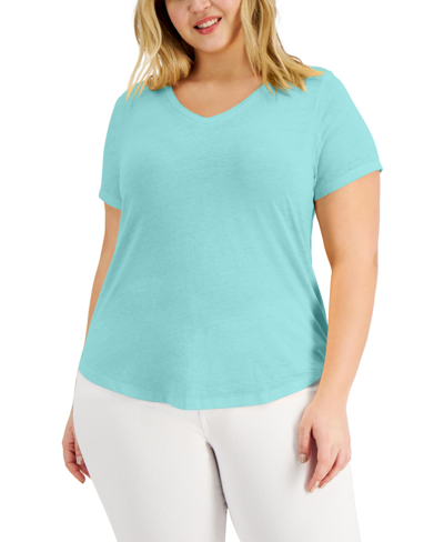 Style & Co Women's Burnout V-Neck T-Shirt, Created for Macy's - Macy's