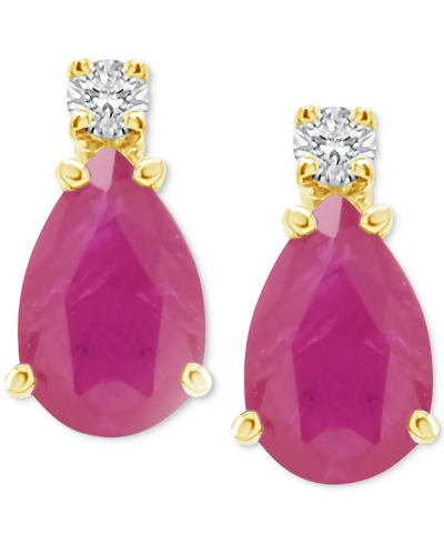 Macy's Tanzanite (3/4 Ct. T.w.) & Diamond Accent Stud Earrings In 14k Gold (also In Emerald, Ruby, & Sapphi In Ruby Red