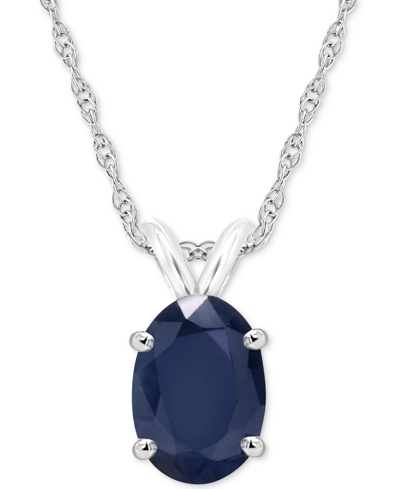 Macy's Sapphire Solitaire 18" Pendant Necklace (1 Ct. T.w.) In 14k White Gold (also In Ruby) In Sapphire