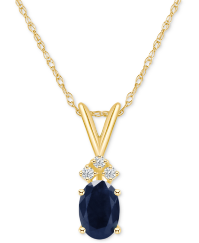 Macy's Sapphire (1 Ct. T.w.) & Diamond Accent 18" Pendant Necklace In 14k Gold (also In Ruby) In Sapphire