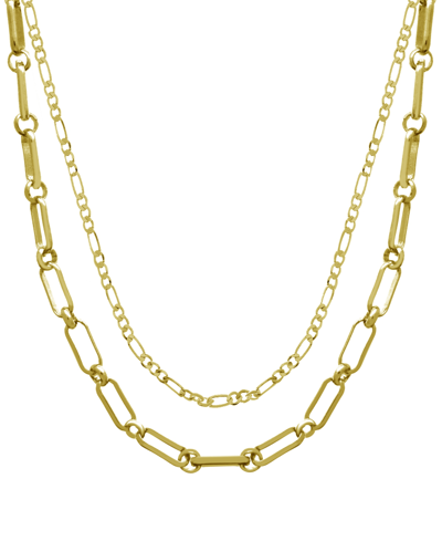 And Now This 15.25" And 17.5" + 2" Extender Silver Plated Or Two-tone Multi-chain Layered Necklace In Gold Plated