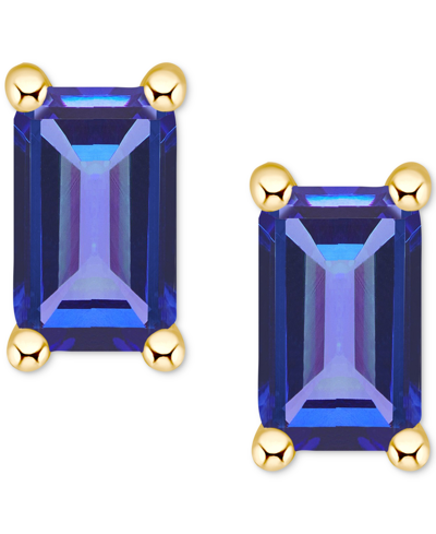 Macy's Tanzanite Stud Earrings (1/2 Ct. T.w.) In 14k Gold (also In Emerald, Ruby & Sapphire) In Tanzanite