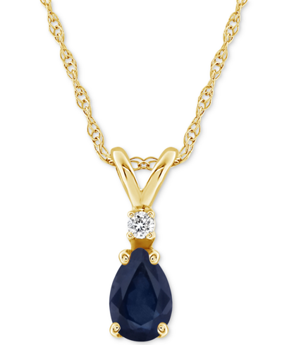 Macy's Sapphire (1/2 Ct. T.w.) & Diamond Accent 18" Pendant Necklace In 14k Gold (also In Ruby & Emerald) In Sapphire