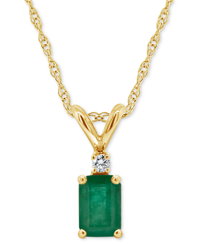 Macy's Sapphire (3/4 Ct. T.w.) & Diamond Accent 18" Pendant Necklace In 14k Gold (also In Ruby) In Emerald