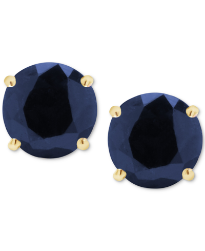 Macy's Sapphire Solitaire Stud Earrings (1-1/5 Ct. T.w.) In 14k Gold (also In Emerald & Ruby) In Sapphire