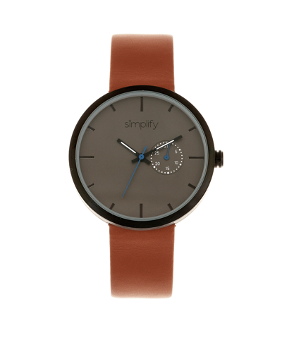 Shop Simplify Quartz The 3900 Genuine Brown Leather Watch 40mm