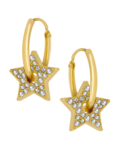 And Now This 18k Gold Plated Or Silver Plated Pave Stars Hoop Earrings In Gold Plated