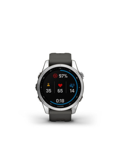 Shop Garmin Unisex Fenix 7s Silver-tone With Graphite Silicone Band Smart Watch 42mm