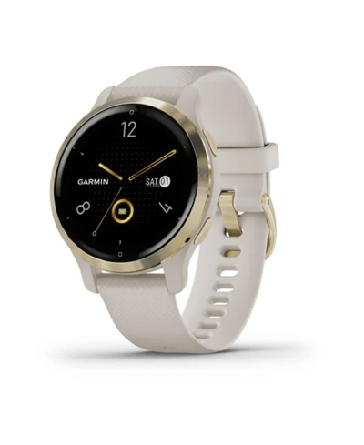 Shop Garmin Unisex Venu 2s Light Sand Silicone Band Smart Watch 40mm In Light Gold-tone