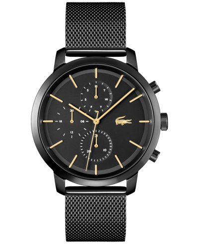 Shop Lacoste Men's Replay Black-tone Stainless Steel Mesh Bracelet Watch 44mm