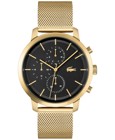 Shop Lacoste Men's Replay Gold-tone Mesh Bracelet Watch 44mm
