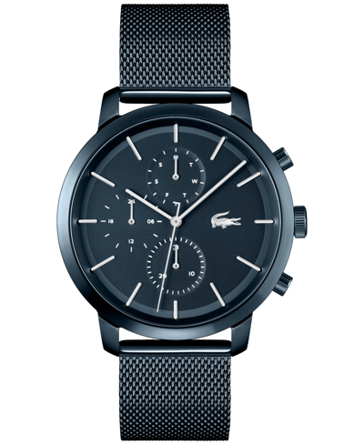 Shop Lacoste Men's Replay Blue-tone Stainless Steel Mesh Bracelet Watch 44mm