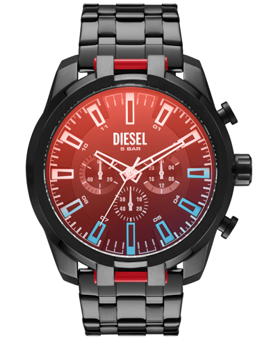 Diesel Men's Chronograph Split Black-tone Stainless Steel Bracelet Watch 51mm In Black