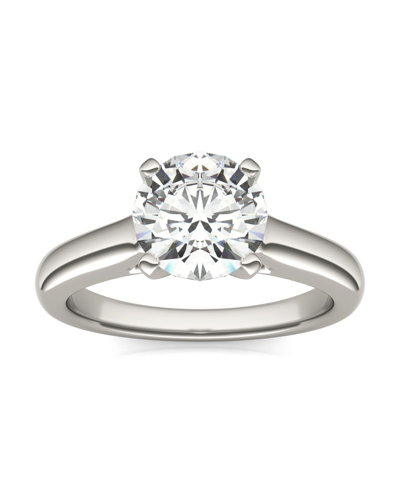 Shop Charles & Colvard Moissanite Cathedral Solitaire Ring (1-9/10 Carat Total Weight Certified Diamond Equivalent) In 14k  In K White Gold