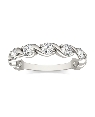 Shop Charles & Colvard Moissanite Swirled Anniversary Band Ring (9/10 Carat Total Weight Certified Diamond Equivalent) In 1 In K White Gold