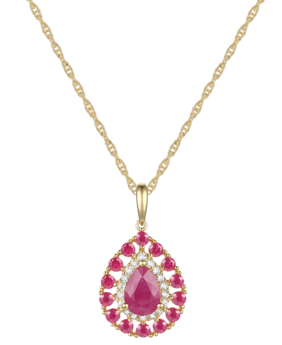 Shop Macy's Sapphire (1-1/2 Ct. T.w.) & Diamond (1/10 Ct. T.w.) Teardrop 18" Pendant Necklace In 14k Gold (also  In Ruby