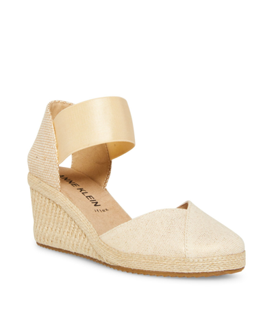 Shop Anne Klein Women's Zoey Espadrille Wedge Sandals In Natural Gold