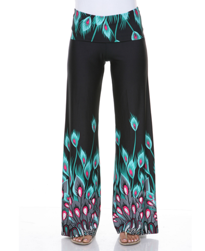 Shop White Mark Peacock Printed Palazzo Pants In Teal