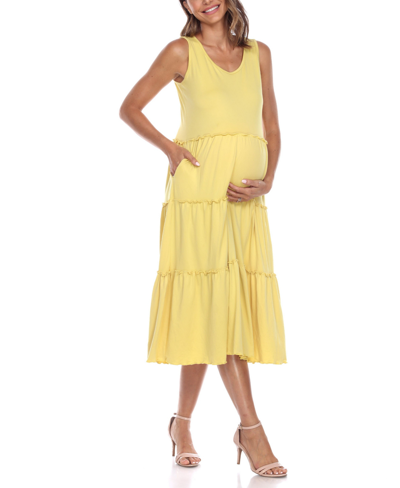 Shop White Mark Women's Maternity Scoop Neck Tiered Midi Dress In Yellow