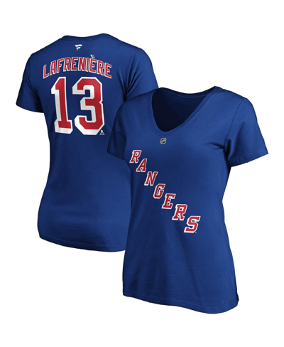 Fanatics Branded Alexis Lafrenière Blue New York Rangers Authentic Stack Name & Number V-neck T-shir In Blue