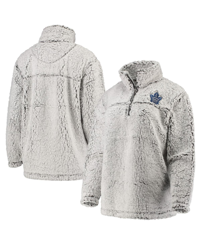 Shop G-iii 4her By Carl Banks Women's  Gray Toronto Maple Leafs Sherpa Quarter-zip Pullover Jacket